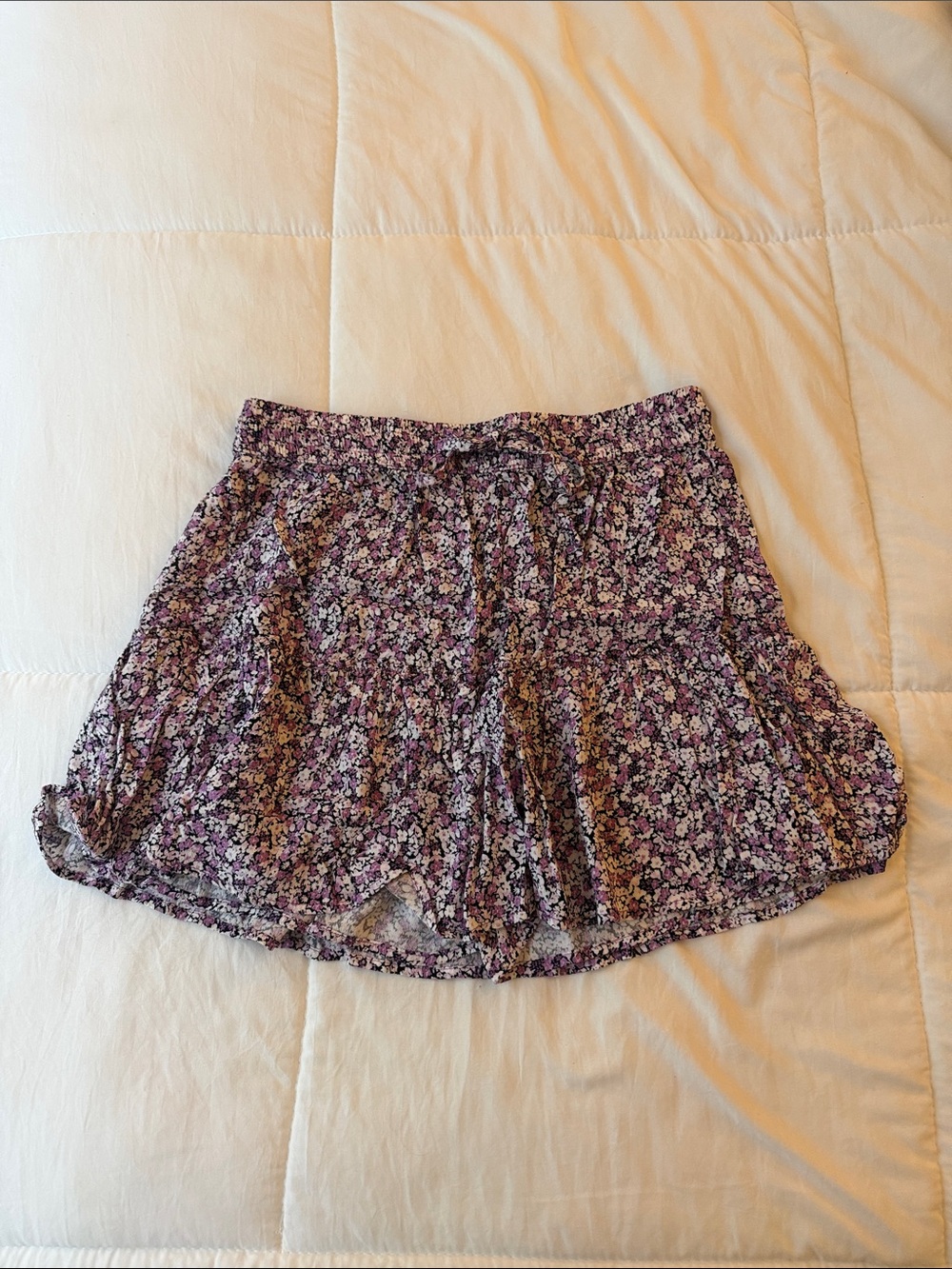 ZARA Purple Floral Tiered Mini Skort